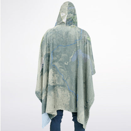 Camden Snow Bowl, Maine Ski Resort Map Flannel Blanket Poncho