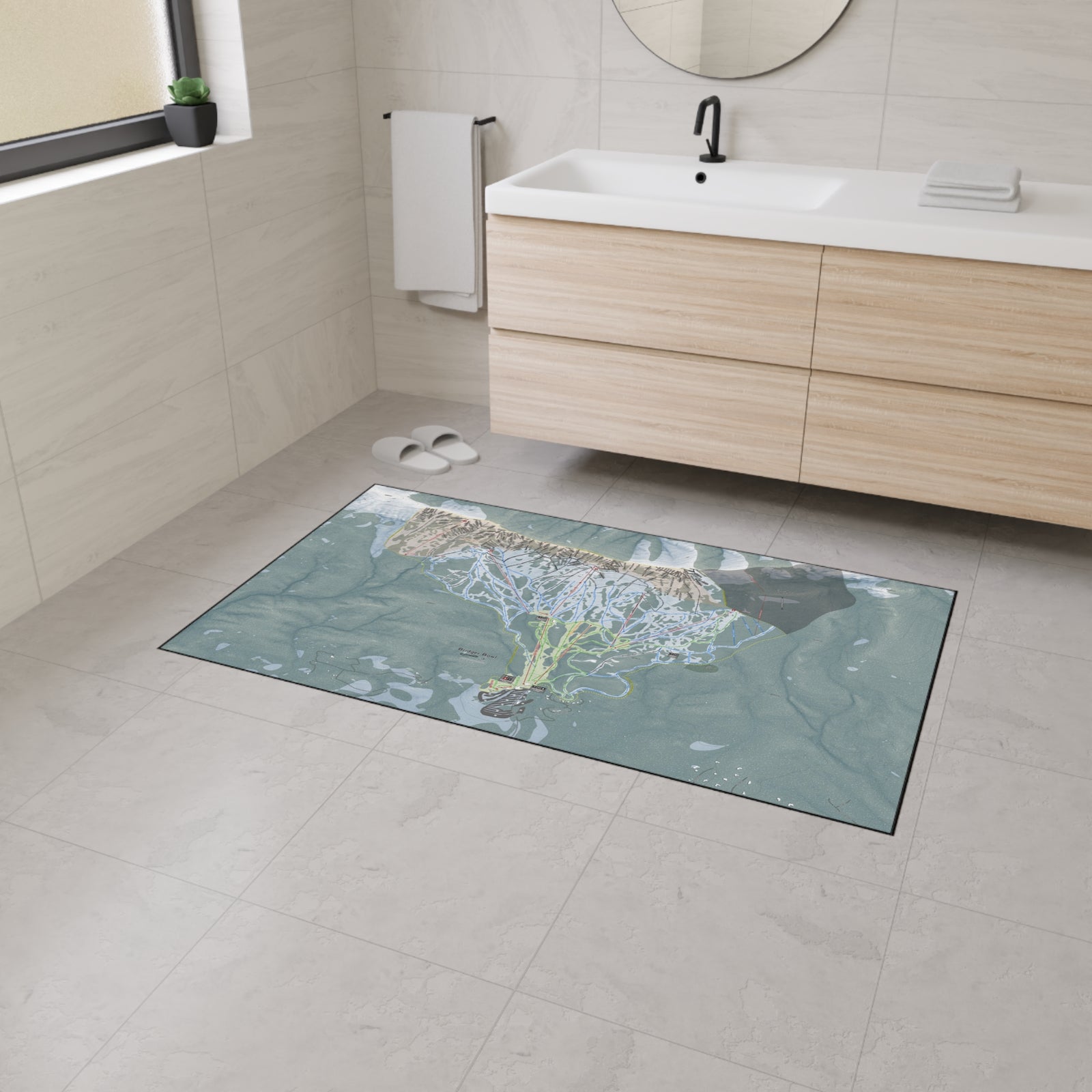 Bridger Bowl, Montana Ski Resort Map Heavy Duty Floor Mat