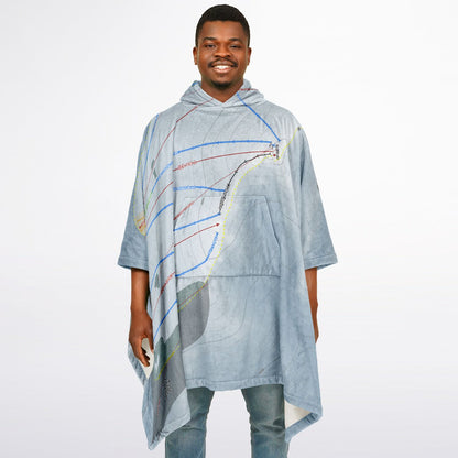 Arctic Valley, Alaska Ski Resort Map Flannel Blanket Poncho