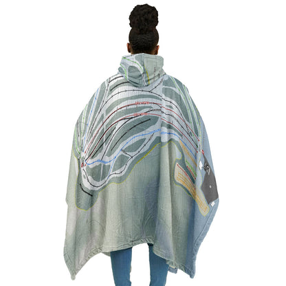 Mont Lac-Vert, Quebec Ski Resort Map Flannel Blanket Poncho