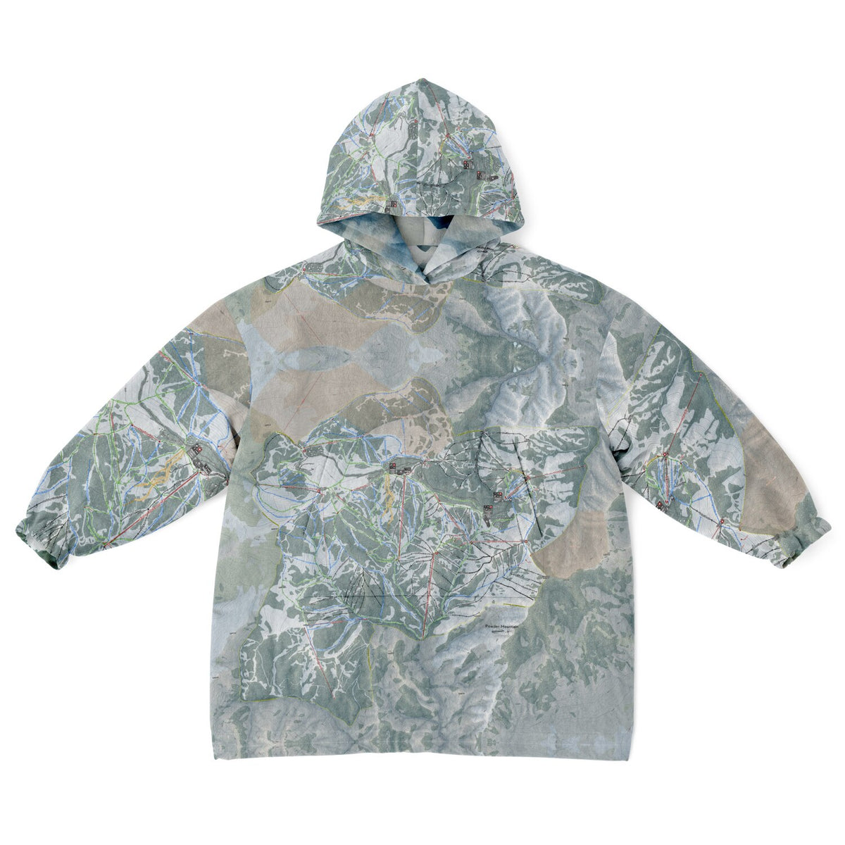 Powder Mountain, Utah Ski Resort Map Youth Reversible Snug Hoodie