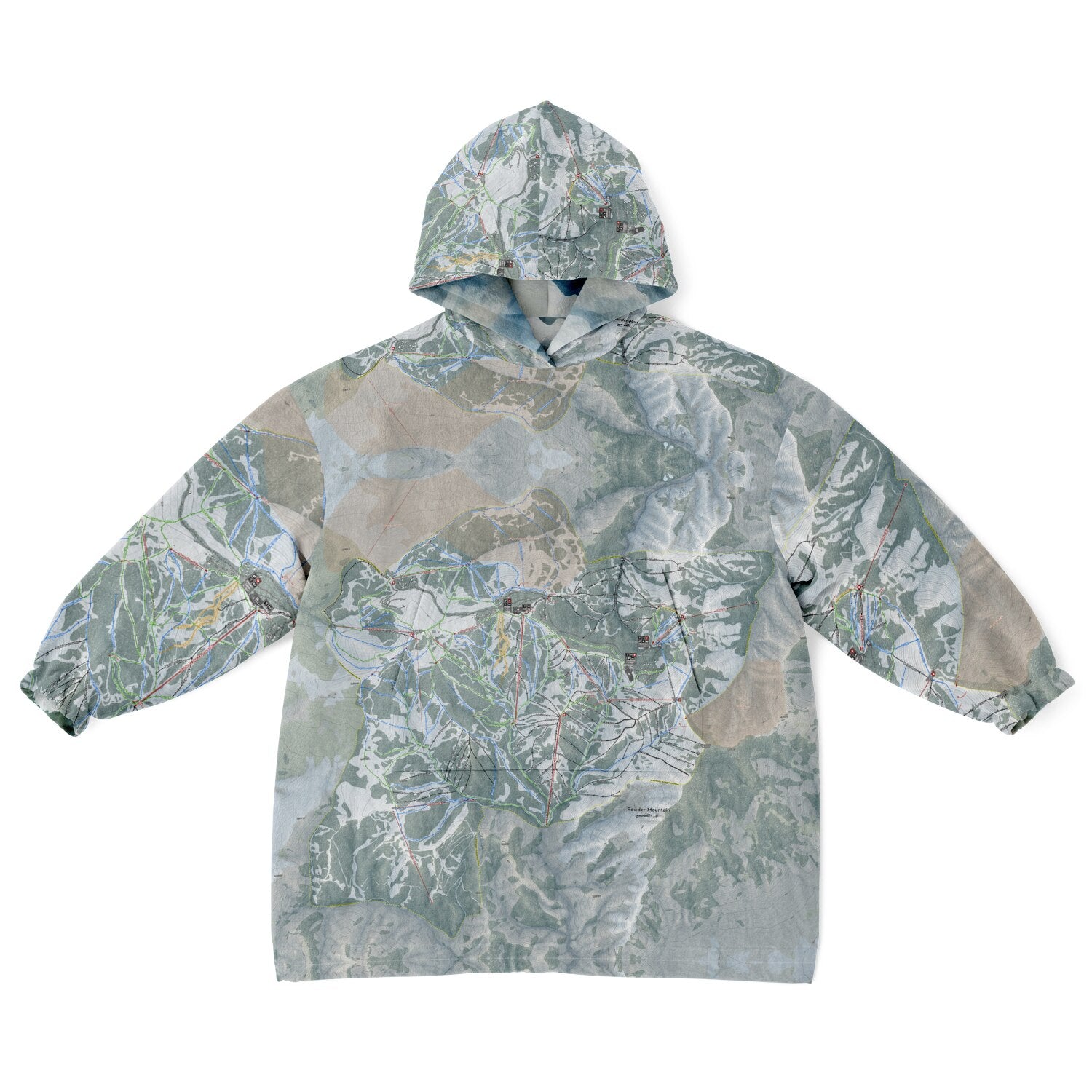 Powder Mountain, Utah Ski Resort Map Youth Reversible Snug Hoodie