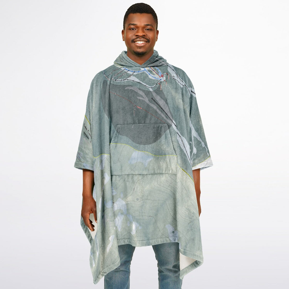 Lee Canyon, Nevada Ski Resort Map Flannel Blanket Poncho