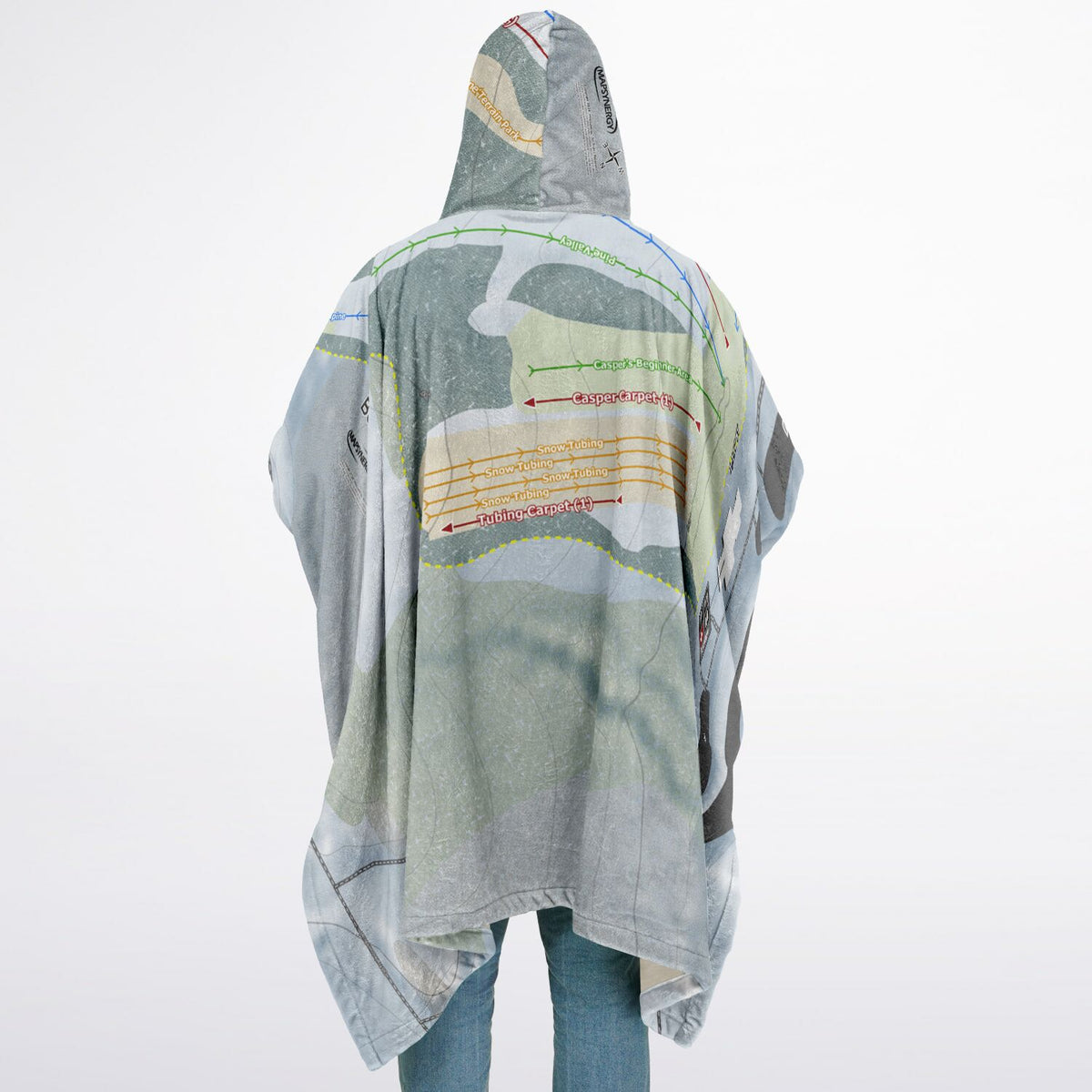 Boyce Park, Pennsylvania Ski Resort Map Flannel Blanket Poncho