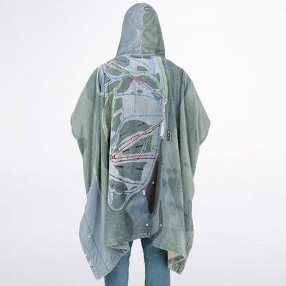 Lost Valley, Maine Ski Resort Map Flannel Blanket Poncho