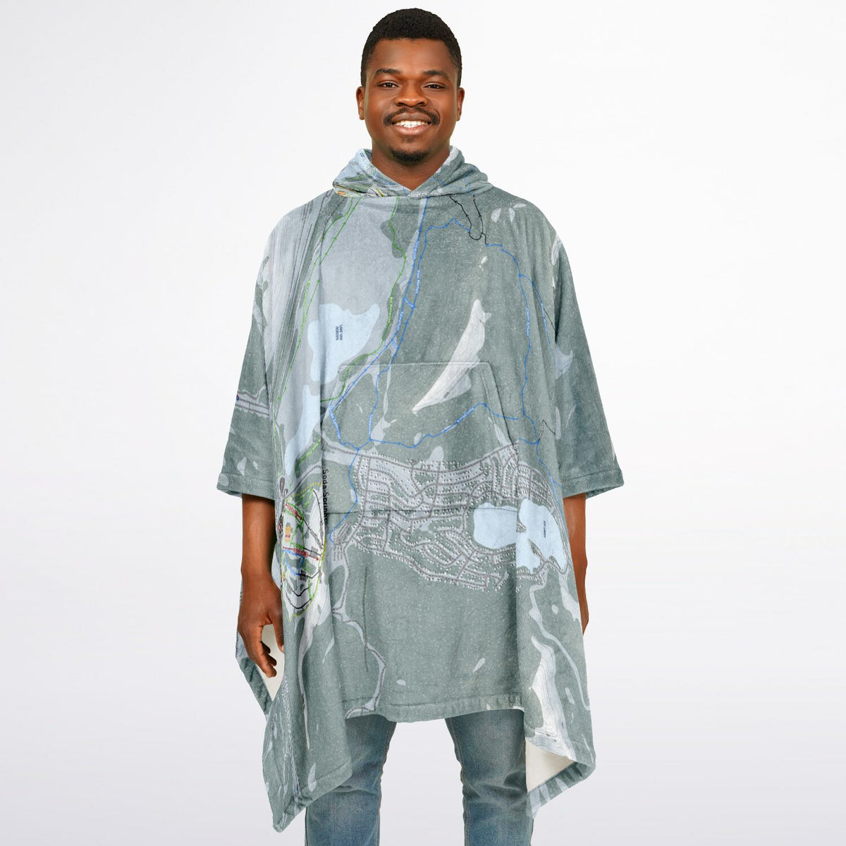 Donner Pass, California Ski Resort Map Flannel Blanket Poncho