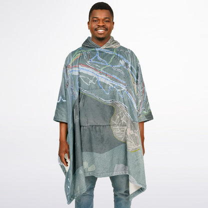 Troll Resort, British Columbia Ski Resort Map Flannel Blanket Poncho