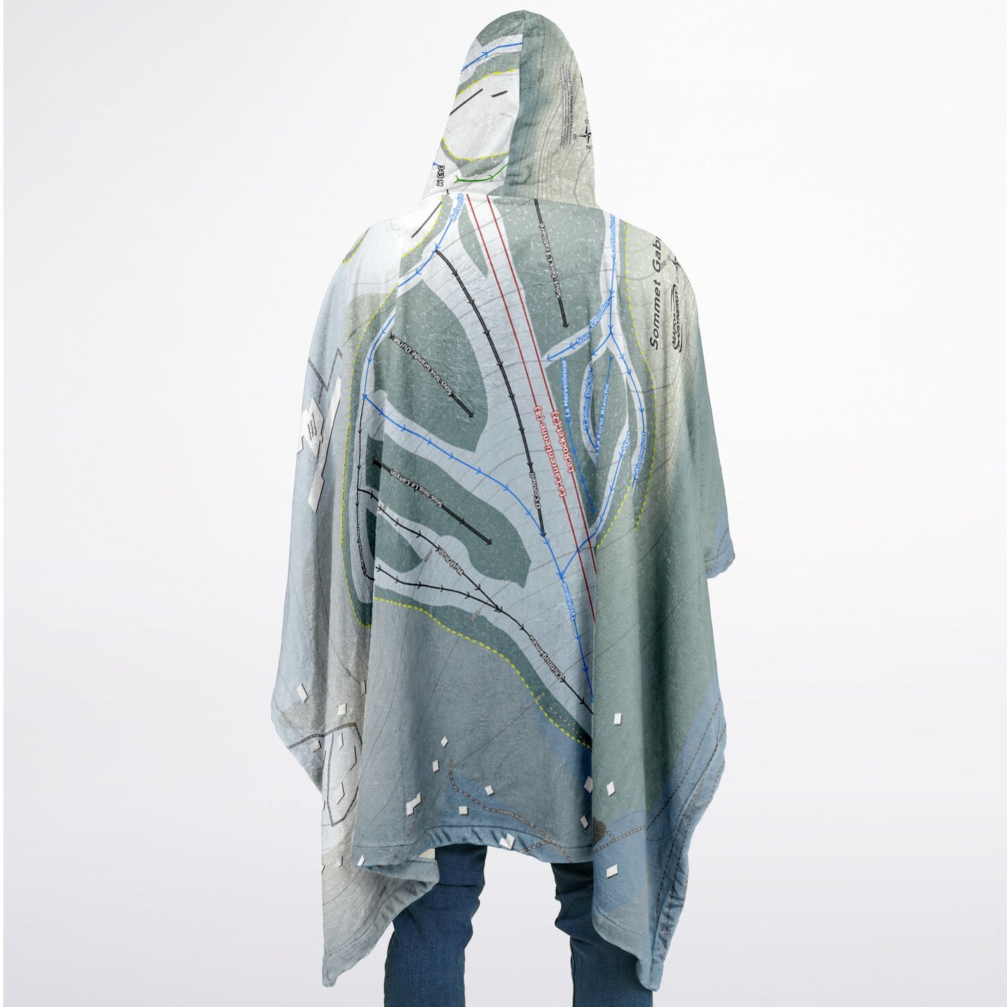 Sommet Gabriel, Quebec Ski Resort Map Flannel Blanket Poncho