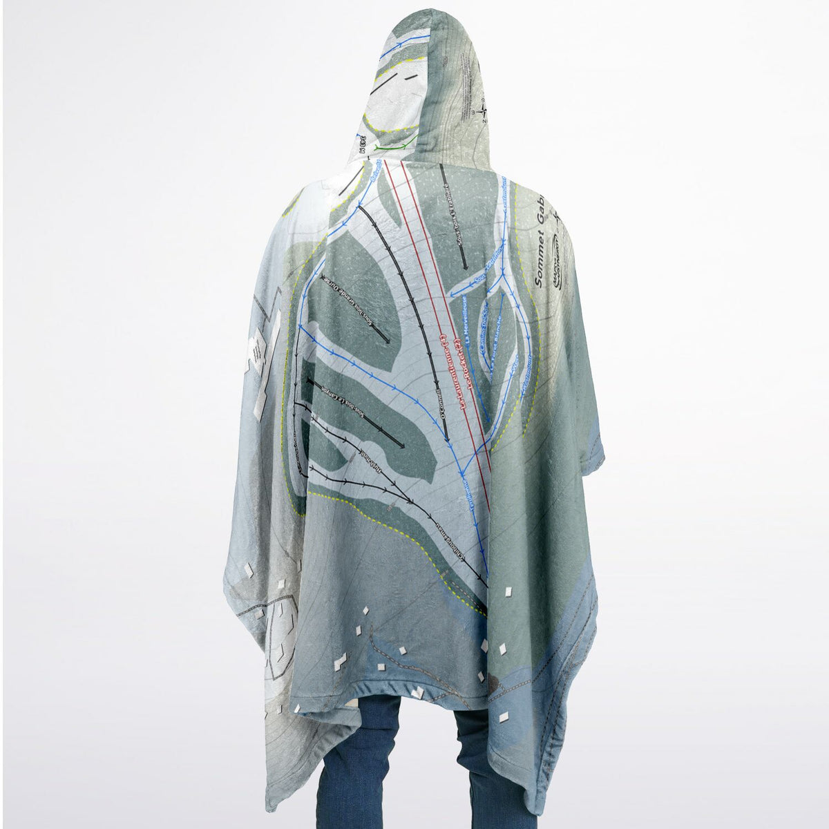 Sommet Gabriel, Quebec Ski Resort Map Flannel Blanket Poncho