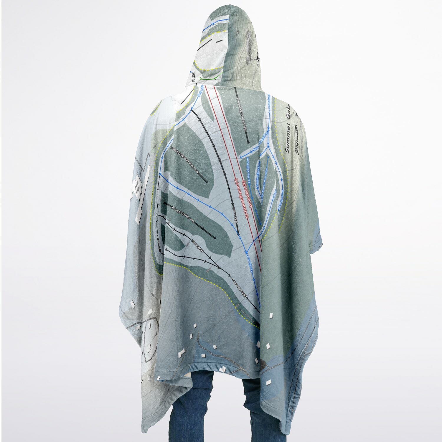 Sommet Gabriel, Quebec Ski Resort Map Flannel Blanket Poncho