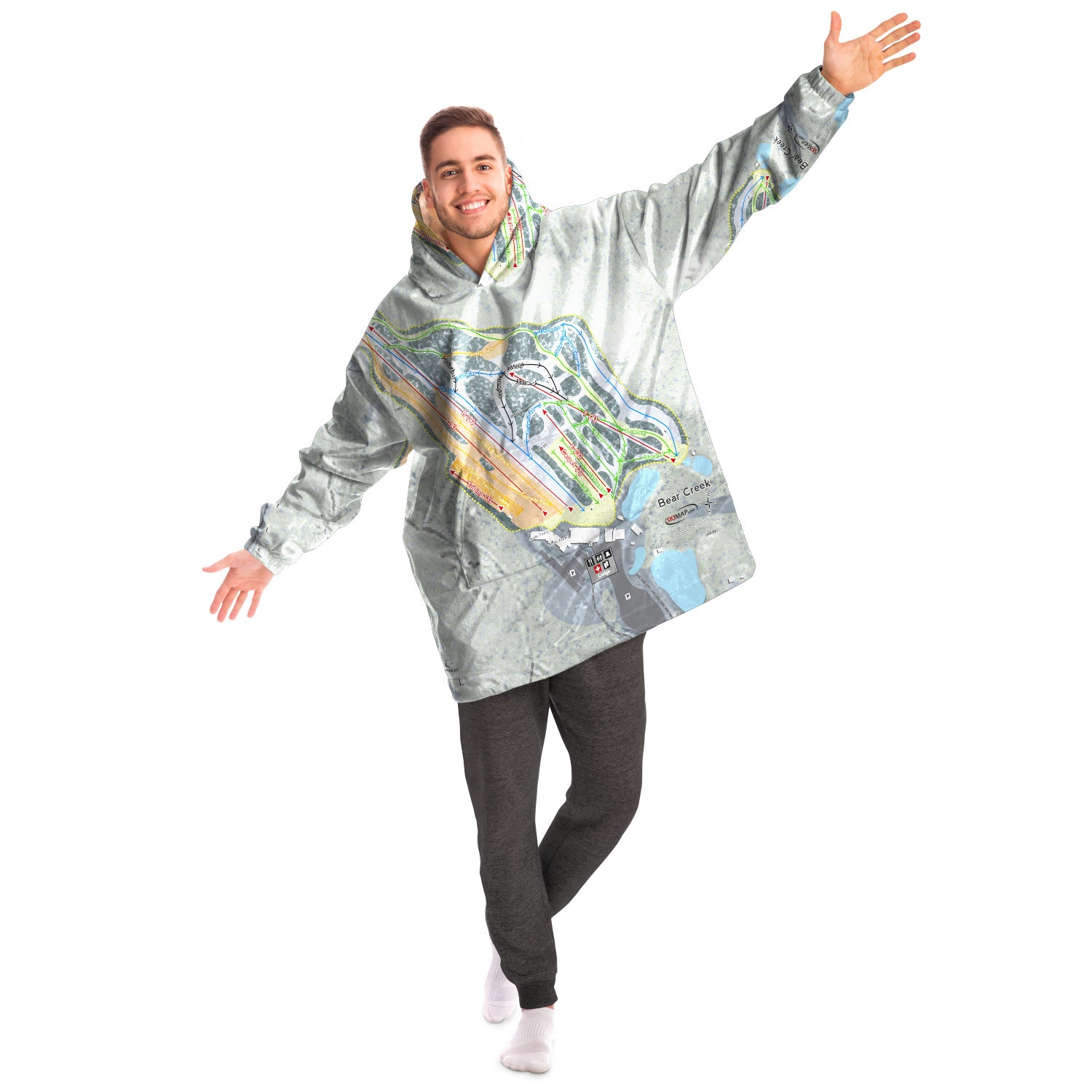 Bear Creek, Pennsylvania Ski Trail Map Snug Hoodie