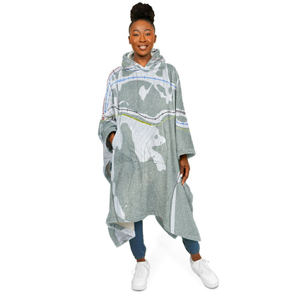 Cottonwood Butte, Idaho Ski Resort Map Flannel Blanket Poncho