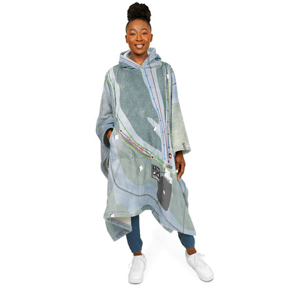Campton Mountain, New Hampshire Ski Resort Map Flannel Blanket Poncho