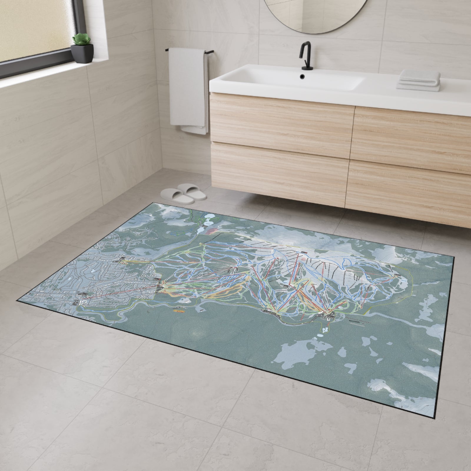 Mammoth Mountain, California Ski Resort Map Heavy Duty Floor Mat