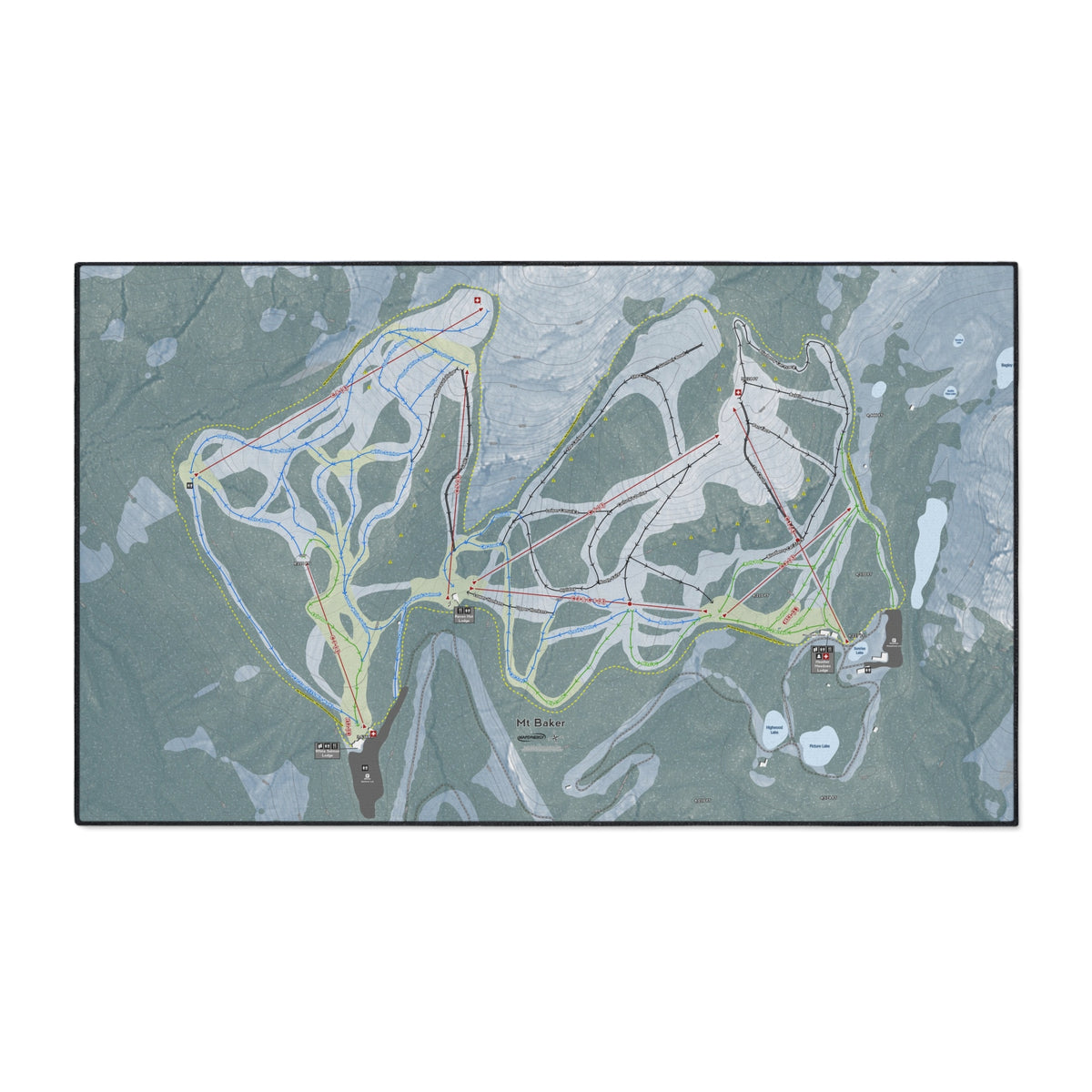 Mt Baker, Washington Ski Resort Map Heavy Duty Floor Mat