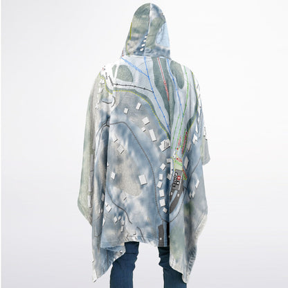 The Homestead, Michigan Ski Resort Map Flannel Blanket Poncho