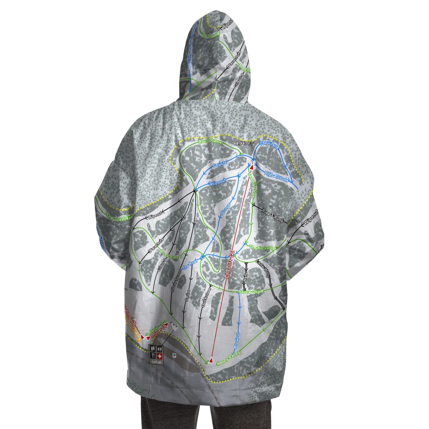 Ski Cloudcroft, New Mexico Ski Trail Map - Snug Hoodie