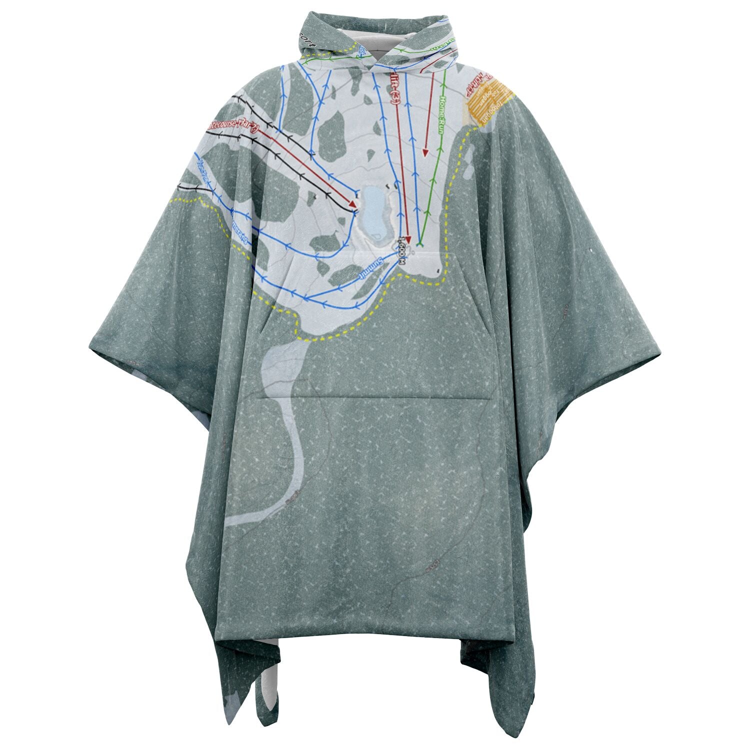 Selwyn Snow Resort, Australia Ski Resort Map Flannel Blanket Poncho - Powderaddicts