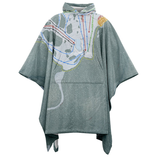Selwyn Snow Resort, Australia Ski Resort Map Flannel Blanket Poncho - Powderaddicts