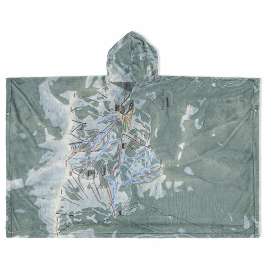 Palisades Tahoe, California Ski Resort Map Flannel Blanket Poncho
