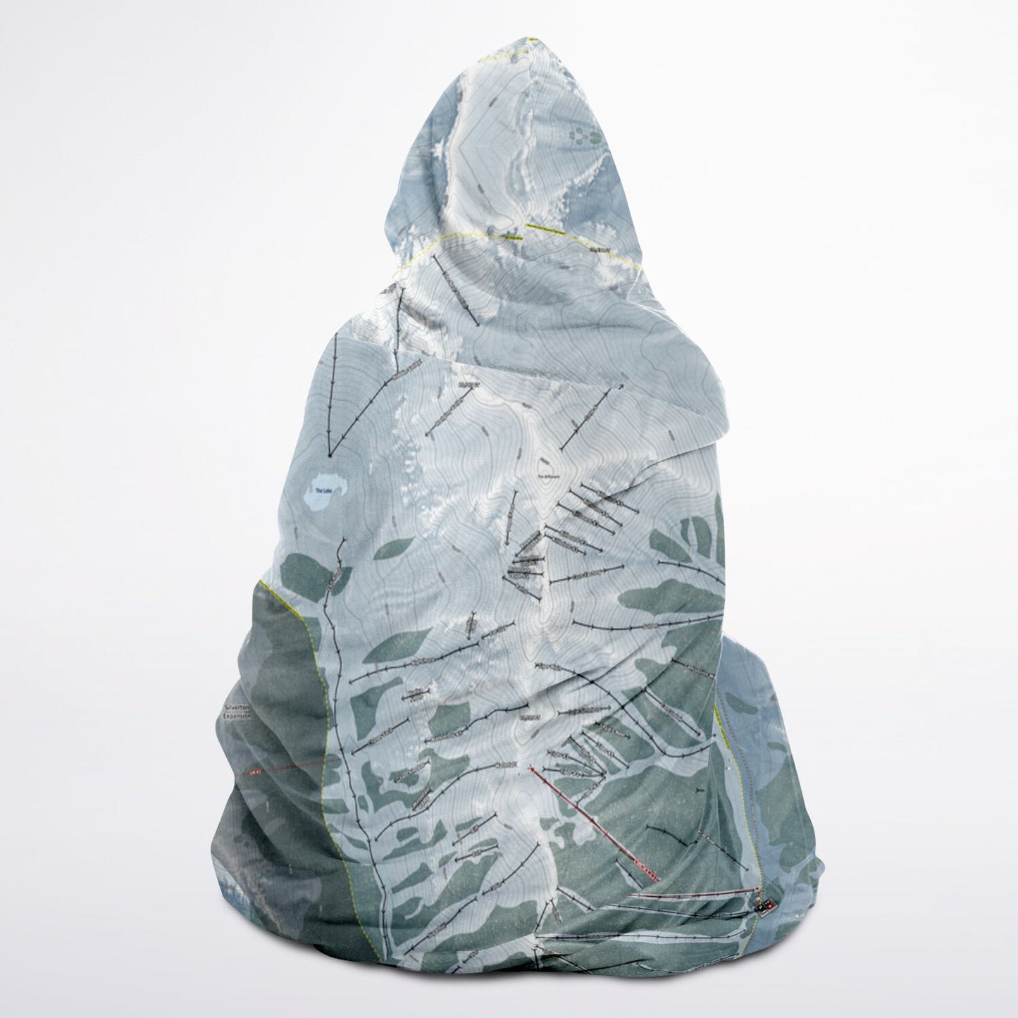 Silverton Mountain, Colorado Ski Trail Map - Adult Hooded Blanket