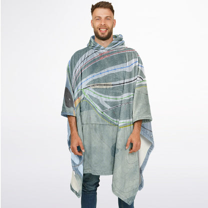 Mt Jefferson, Maine Ski Resort Map Flannel Blanket Poncho