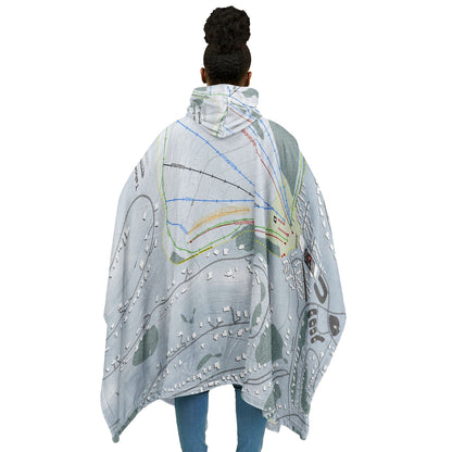 Tahoe Donner, California Ski Resort Map Flannel Blanket Poncho