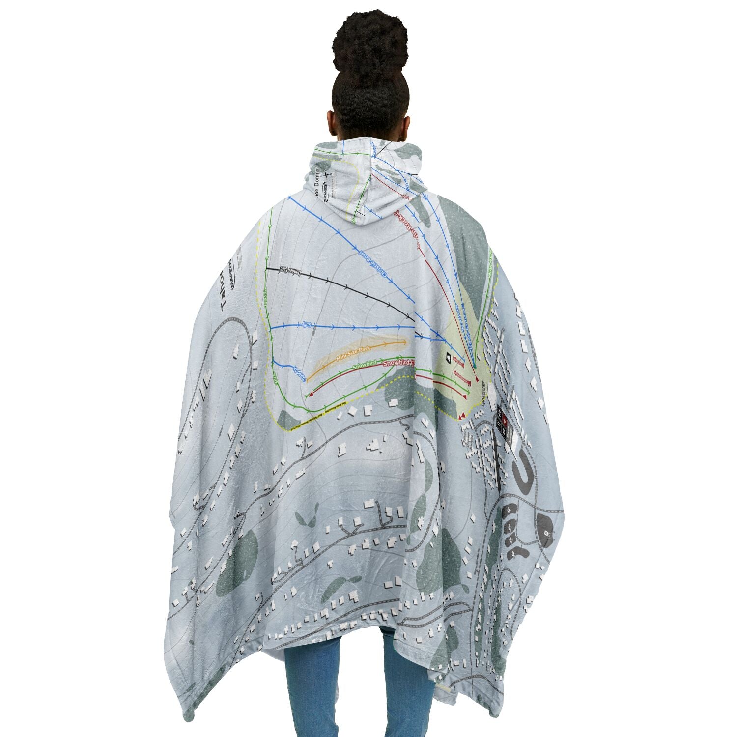 Tahoe Donner, California Ski Resort Map Flannel Blanket Poncho