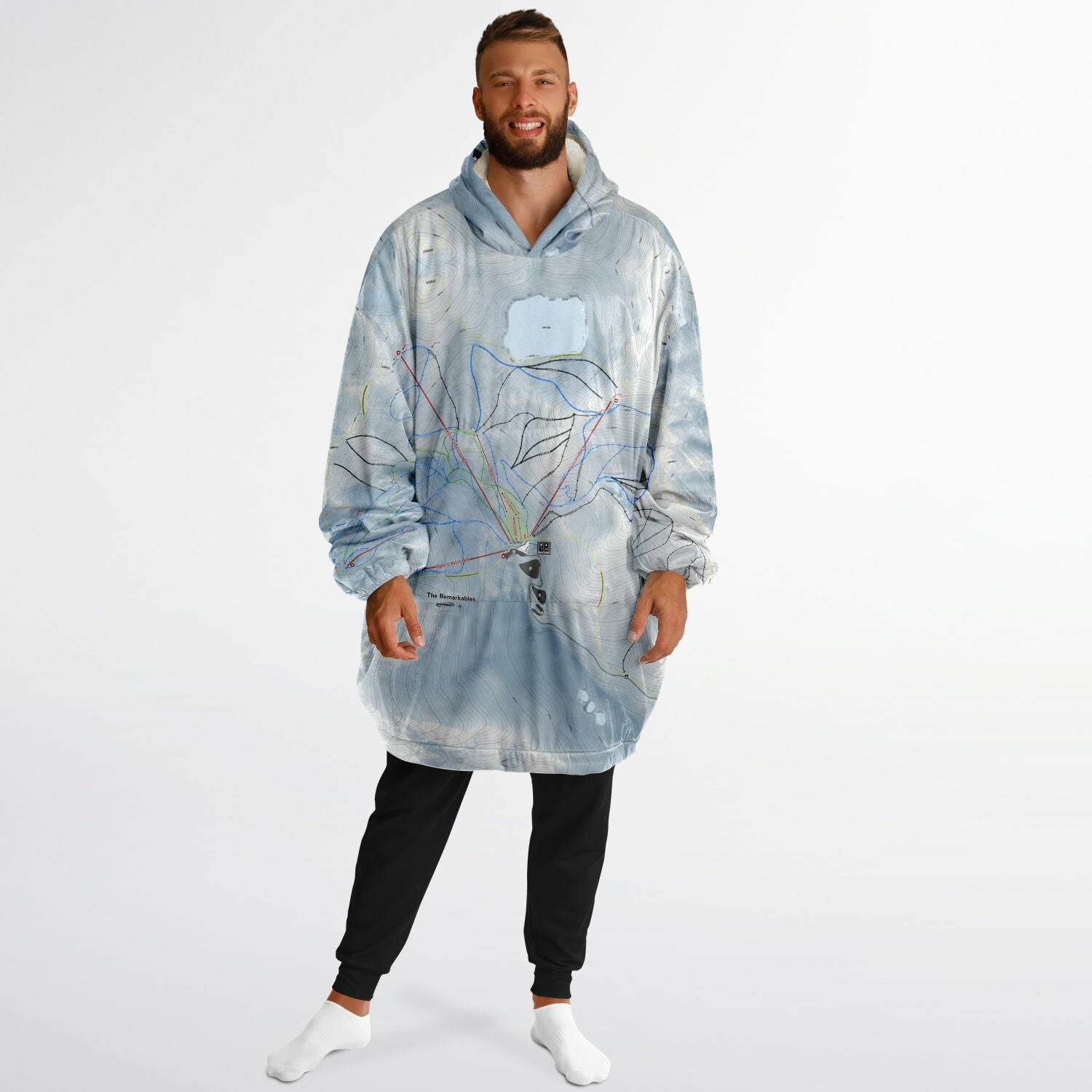 The Remarkables, New Zealand Ski Trail Map - Snug Hoodie - Powderaddicts