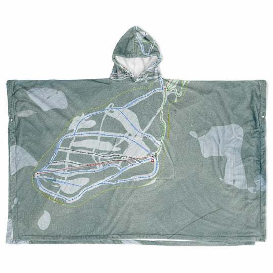 Blacktail Mountain, Montana Ski Resort Map Flannel Blanket Poncho