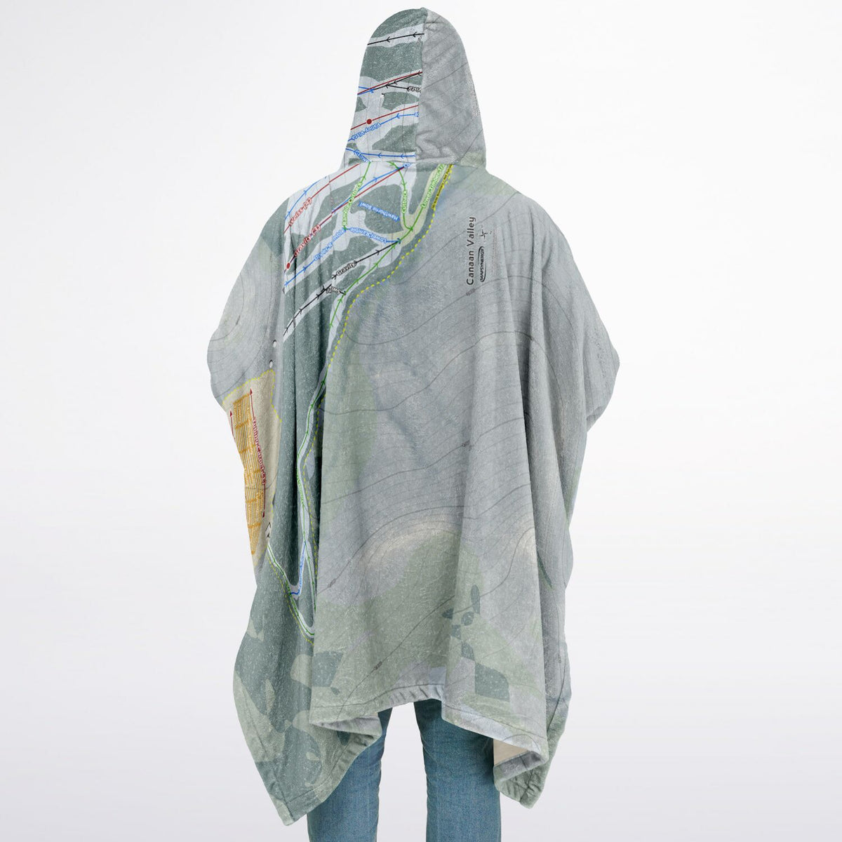 Canaan Valley, West Virginia Ski Resort Map Flannel Blanket Poncho