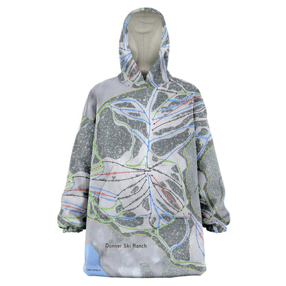 Donner Ski Ranch, California Ski Trail Map - Snug Hoodie - Powderaddicts