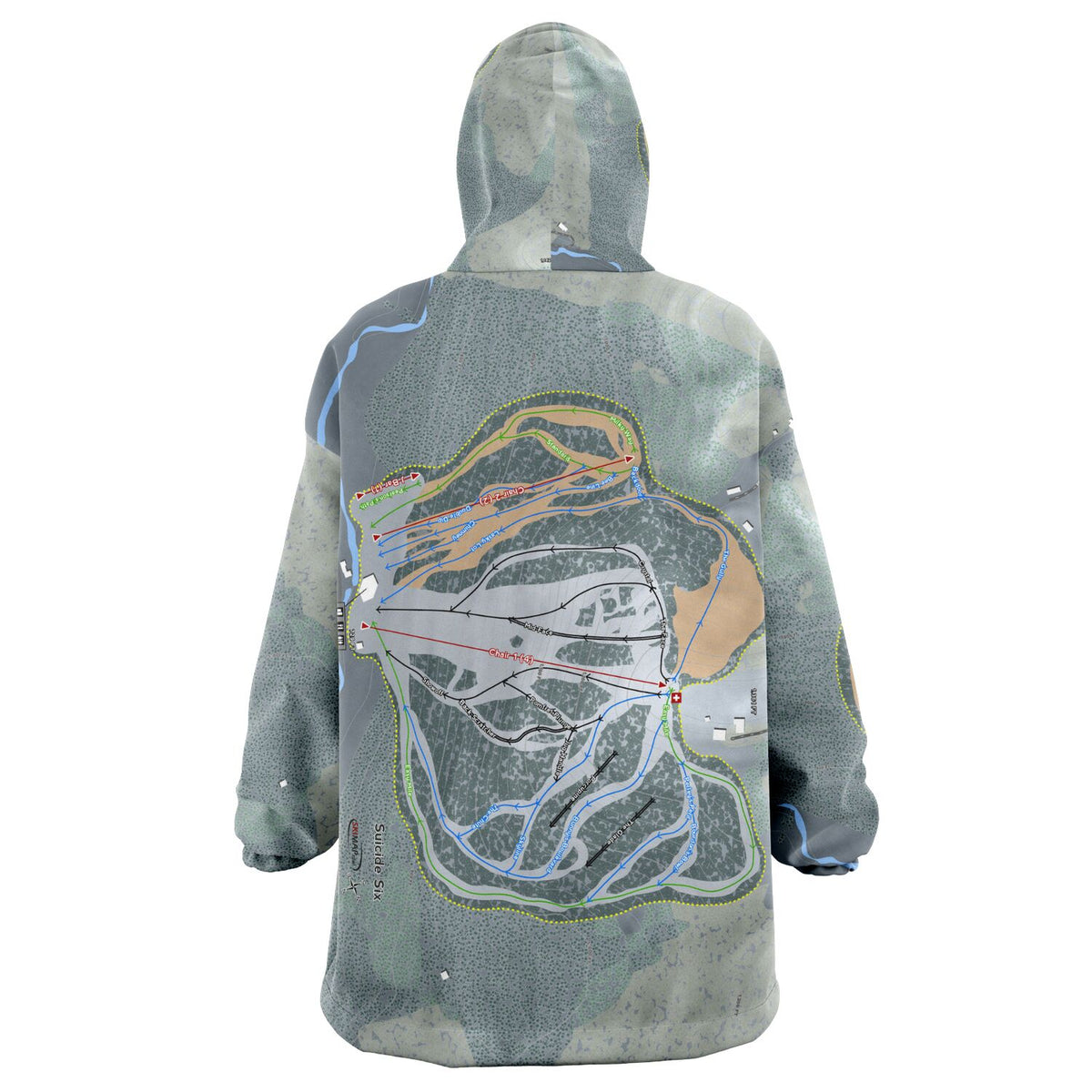 Suicide Six, Vermont Ski Trail Map - Snug Hoodie