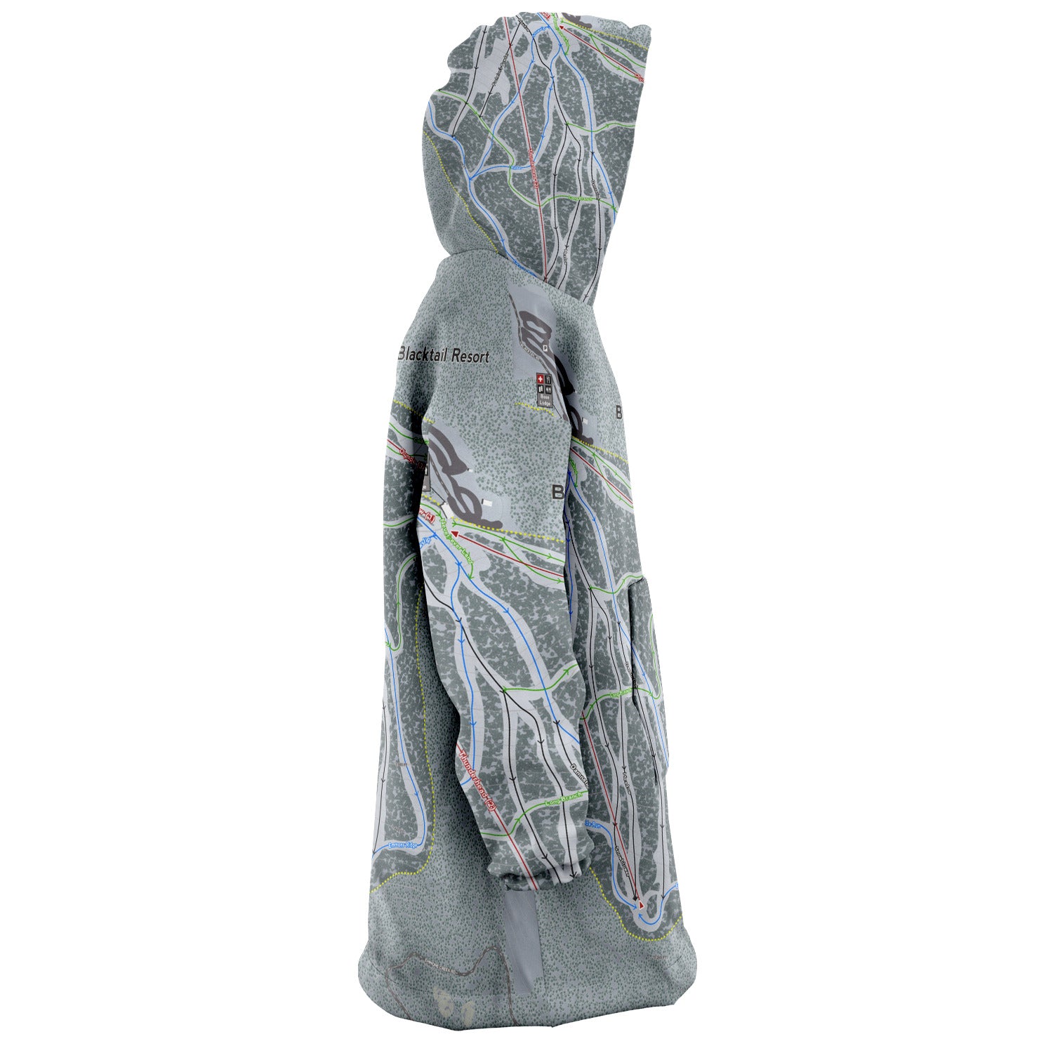 Blacktail, Montana Ski Trail Map - Snug Hoodie - Powderaddicts