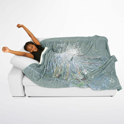 Mt Bachelor, Oregon Ski Resort Map Flannel Blanket Poncho