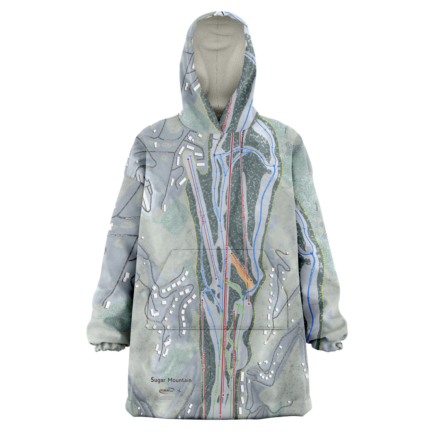 Sugar Mountain, North Carolina Ski Trail Map - Snug Hoodie - Powderaddicts