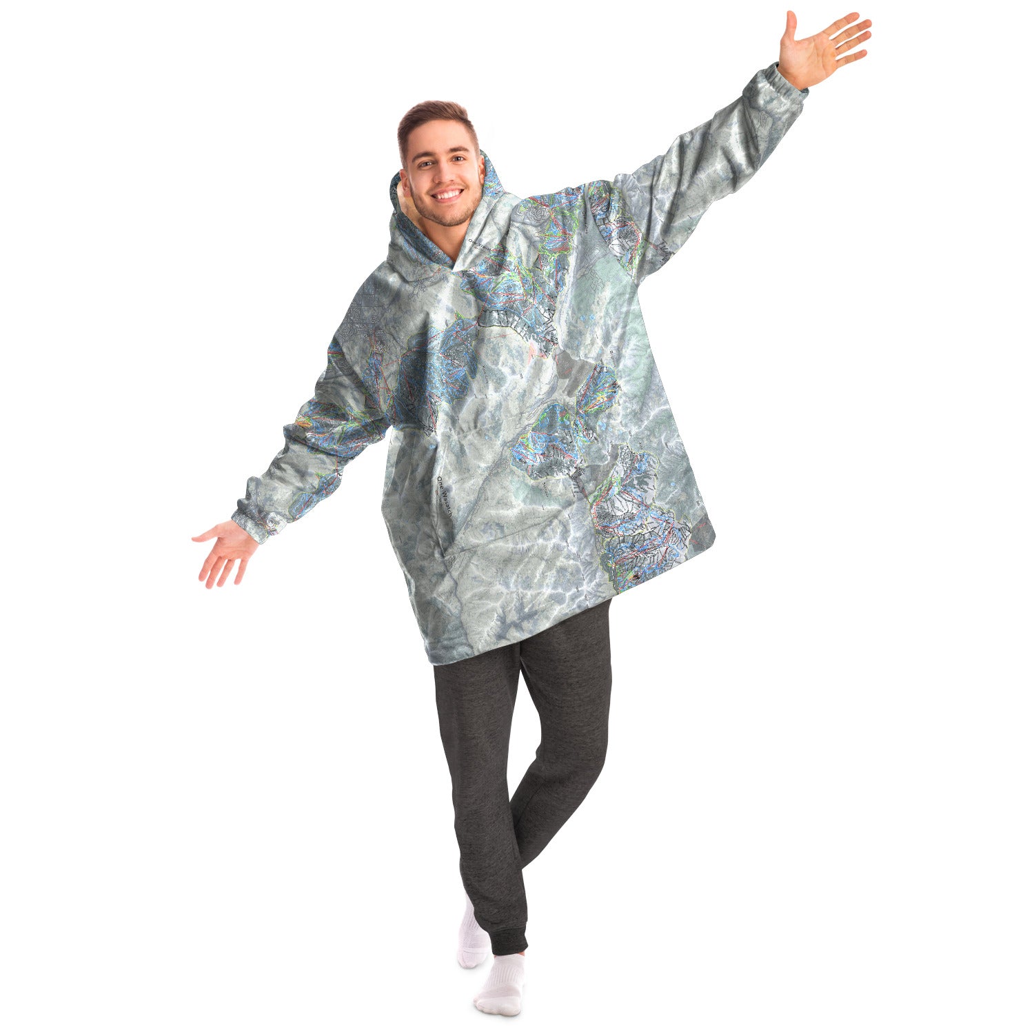 One Wasatch, Utah Ski Trail Map - Snug Hoodie - Powderaddicts