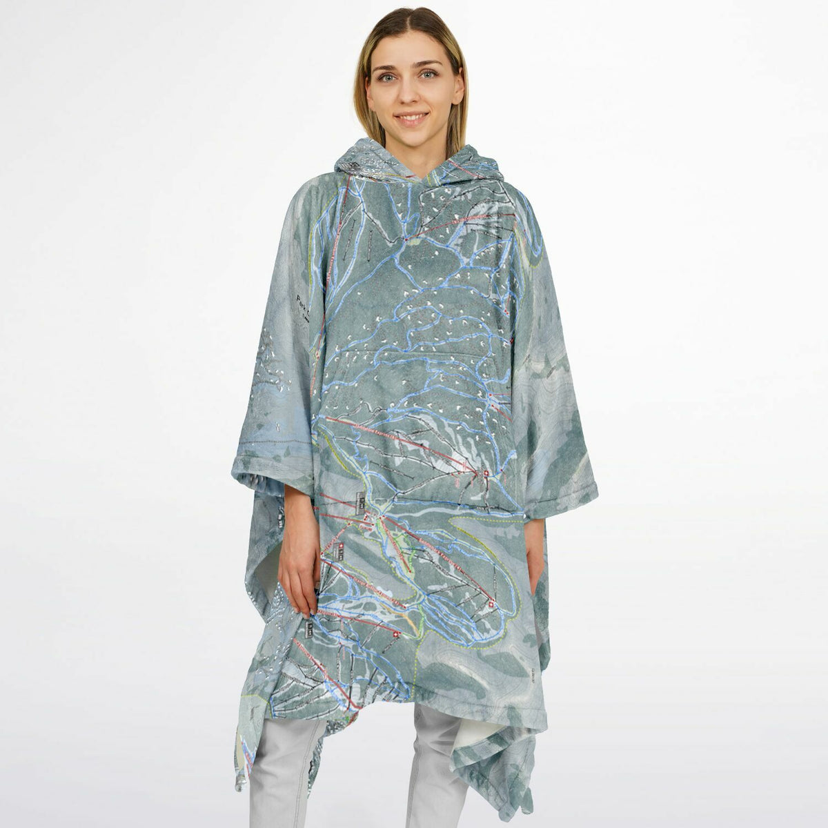 Park City, Utah Ski Resort Map Flannel Blanket Poncho