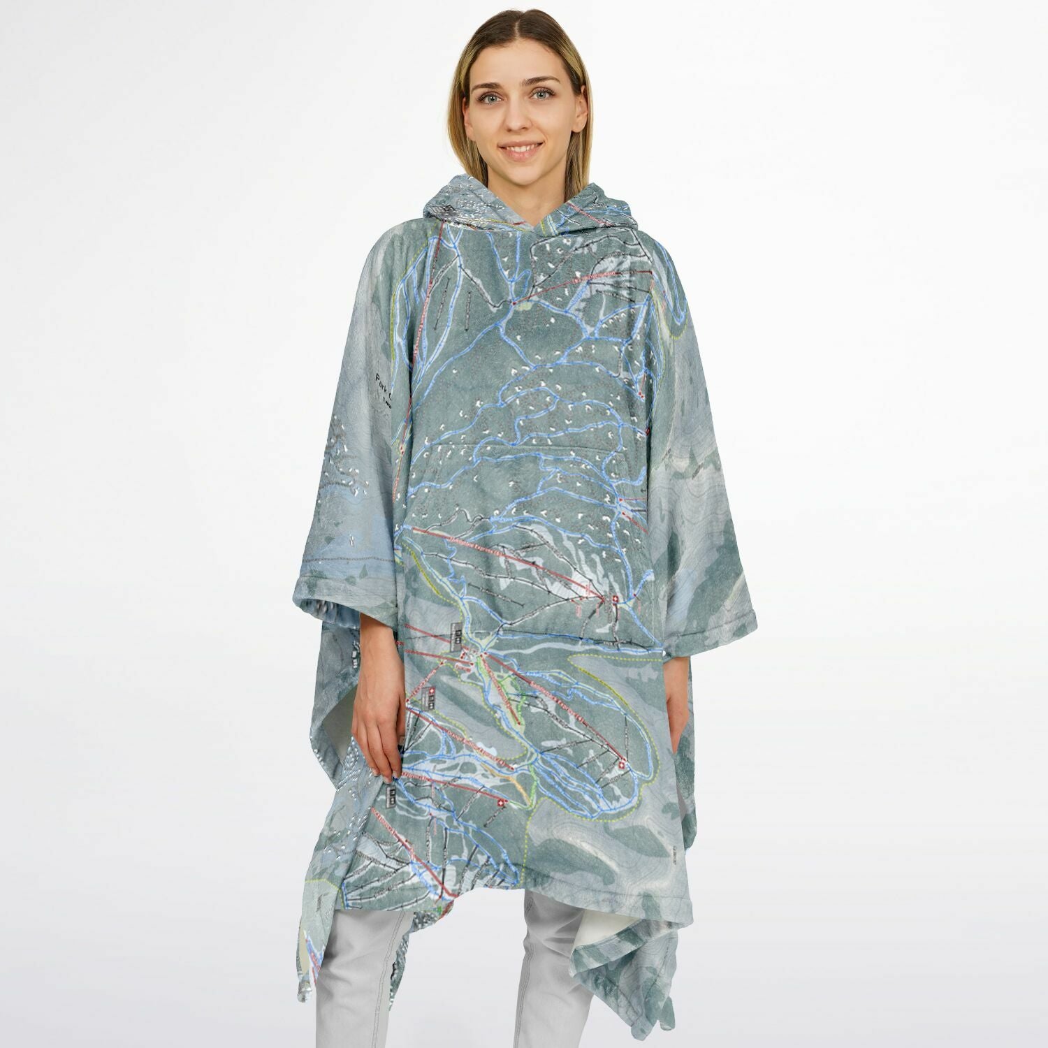 Park City, Utah Ski Resort Map Flannel Blanket Poncho