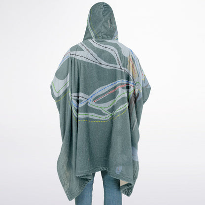 Fairmont Hot Springs, British Columbia Ski Resort Map Flannel Blanket Poncho