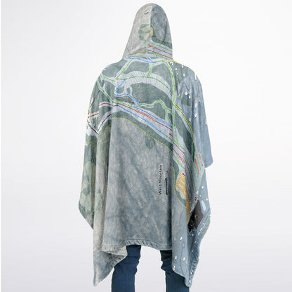 West Mountain, New York Ski Resort Map Flannel Blanket Poncho