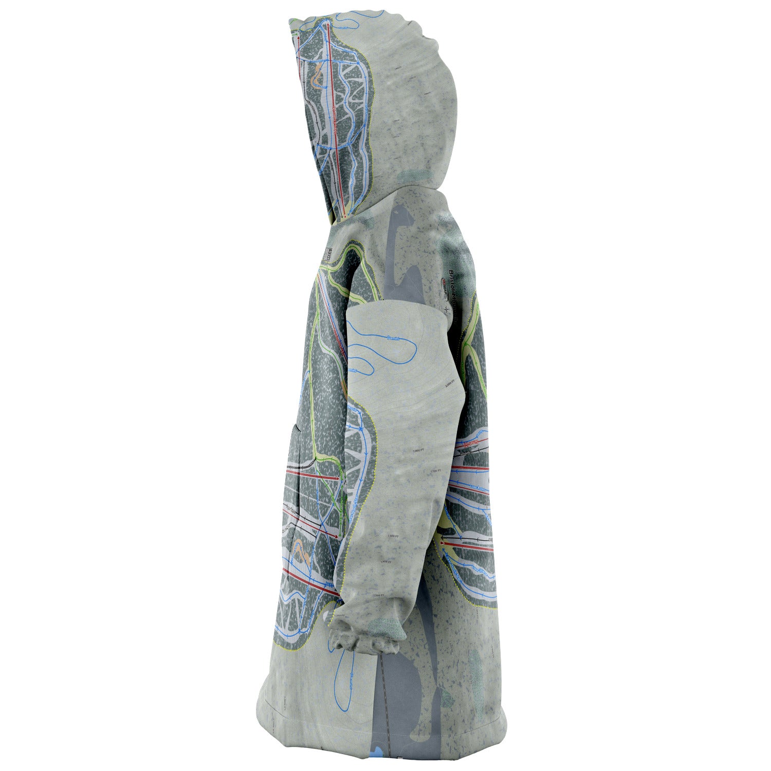 Bristol Mountain, New York Ski Trail Map - Snug Hoodie