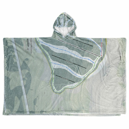 Porcupine Mountains, Michigan Ski Resort Map Flannel Blanket Poncho