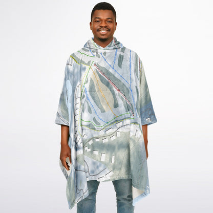 The Homestead, Michigan Ski Resort Map Flannel Blanket Poncho
