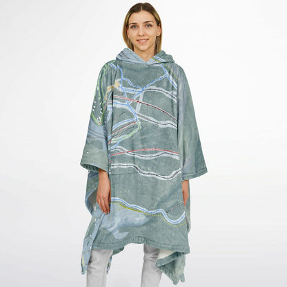 Attitash Mountain, New Hampshire Ski Resort Map Flannel Blanket Poncho