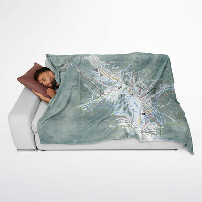 Mount Buller, Australia Ski Resort Map Flannel Blanket Poncho - Powderaddicts