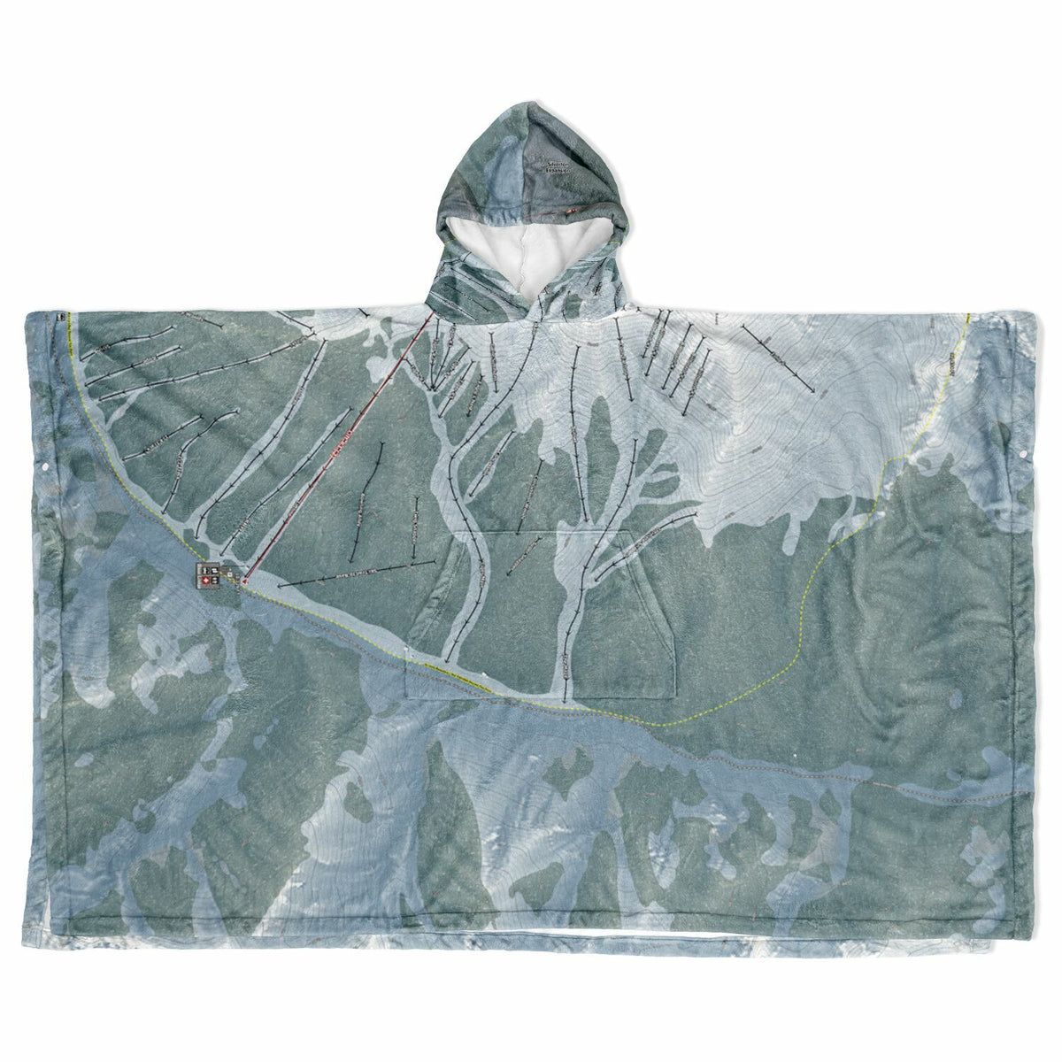 Silverton Mountain, Colorado Ski Resort Map Flannel Blanket Poncho