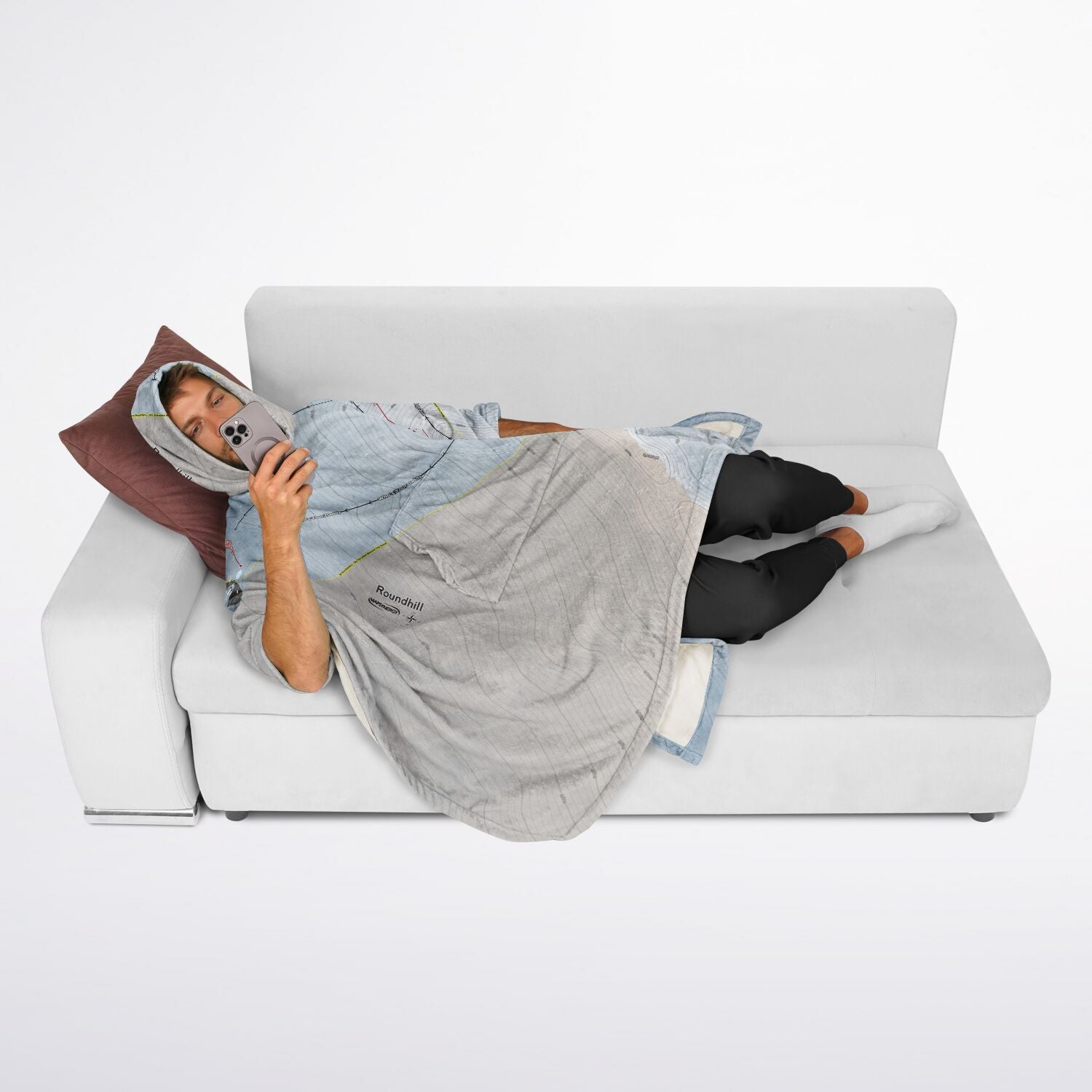 Roundhill, New Zealand Ski Resort Map Flannel Blanket Poncho