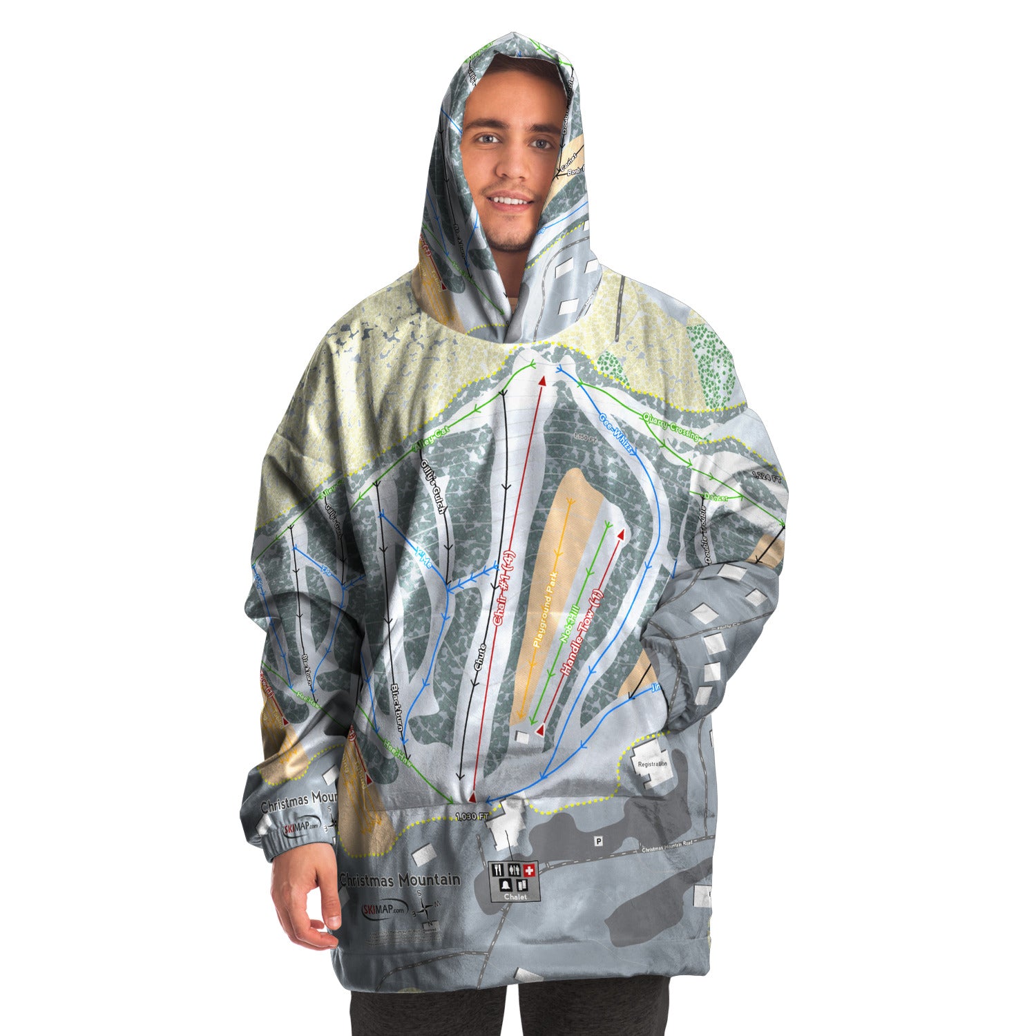 Christmas Mountain, Wisconsin Ski Trail Map - Snug Hoodie