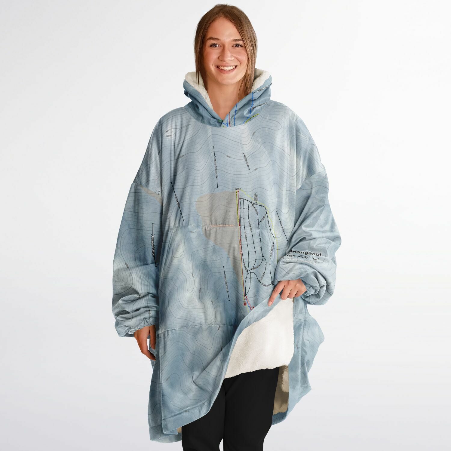 Manganui, New Zealand Ski Trail Map - Snug Hoodie